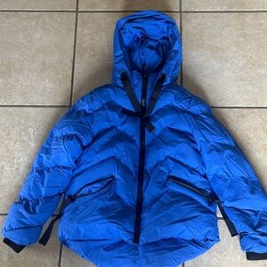 Blue Hooded Puffer Jacket